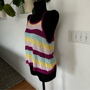 BCBG thick knit high neck tank top flowy fit pretty bright colors summer M